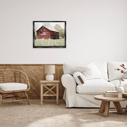Stupell Industries Patriotic Barn Flag Floater Framed Art